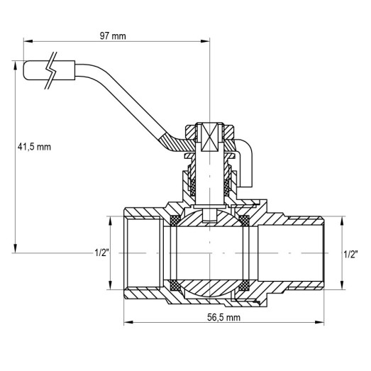 Кран шаровой KOER KR.215.G - 1/2" FM ГШР, ручка "рычаг" желтая (KR0116)