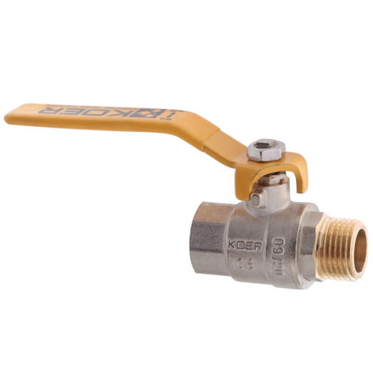 Кран шаровой KOER KR.215.G - 1/2" FM ГШР, ручка "рычаг" желтая (KR0116)