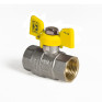 Кран шаровой KOER KR.217.G - 1/2" FF ГГБ, ручка "бабочка" желтая (KR0032)