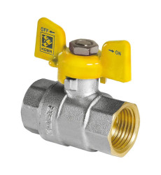 Кран шаровой KOER KR.217.G - 3/4" FF ГГБ, ручка "бабочка" желтая (KR0041)