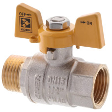 Кран шаровой KOER KR.218.G - 1/2" FM ГШБ, ручка "бабочка" желтая (KR0036)