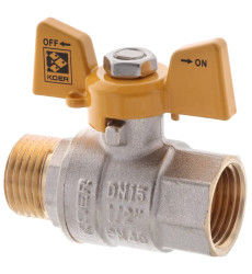 Кран шаровой KOER KR.218.G - 1/2" FM ГШБ, ручка "бабочка" желтая (KR0036)
