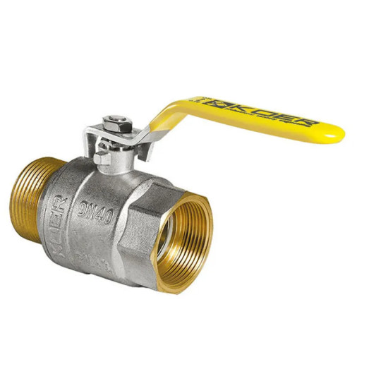 Кран шаровой KOER KR.515.PR.GAS - 2" FM ГШР, ручка "рычаг" желтая (KR0065)