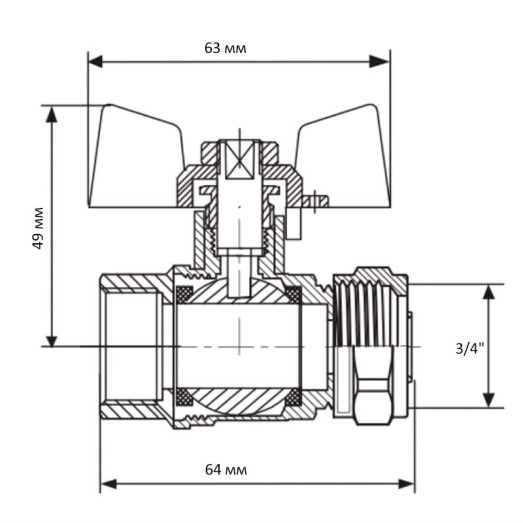 Кран кульовий Koer Wing 20x3/4F (KR.352) (LL1660)