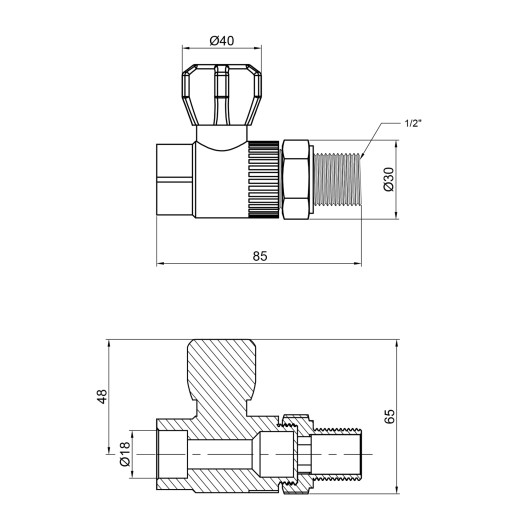Кран шаровой радиаторный PPR Alfa Plast 20х1/2" прямой (APSRBB2012X)