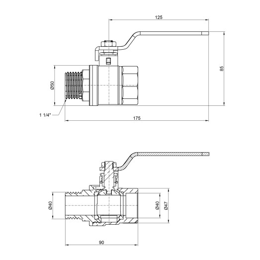 Кран кульовий SD Plus 1 1/4" ВЗ для води (важіль) SD605W32