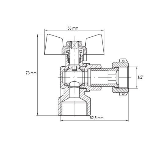Кран кутовий з накидною гайкою Koer KR.223 - 1/2" ГГМ (KR4773)