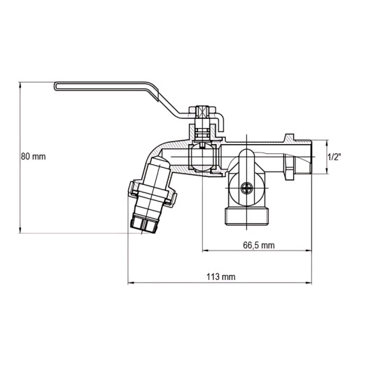 Кран полива 1/2" с дополнительным выходом KOER KR.248 (KR3071)