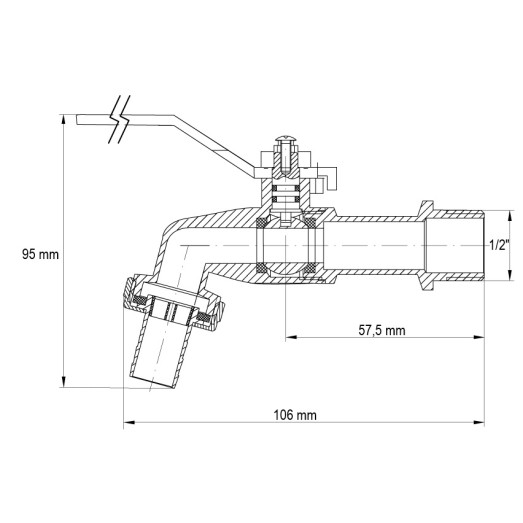Кран полива (дачный) 1/2", ручка KOER (KR2749)