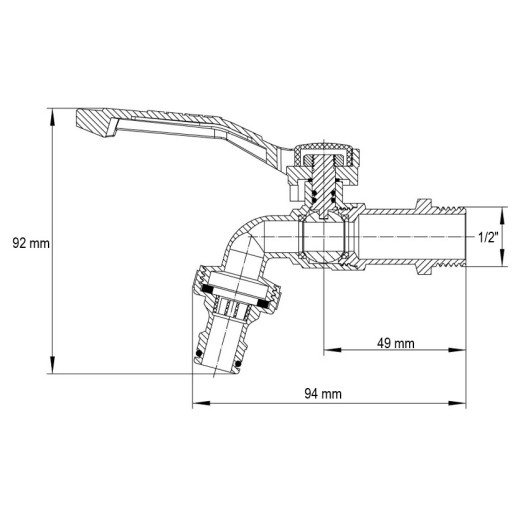 Кран полива Koer KR.247 - 1/2" с коннектором для быстрого подключения (KR3196)