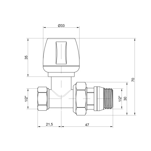 Кран радиаторный Icma 1/2" с антипротечкой прямой №813+940 (82813AD06940)