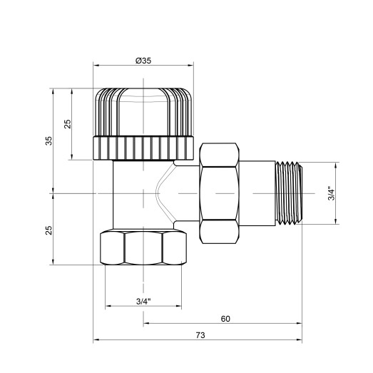 Кран радиаторный Icma 3/4" 28х1,5 угловой №774 (82774AE06)
