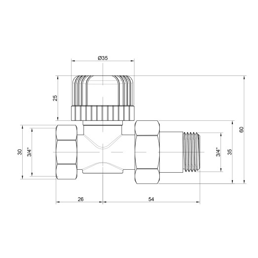 Кран радиаторный Icma 3/4" 28x1,5 прямой №775 (82775AE06)