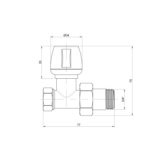 Кран радиаторный Icma 3/4" прямой №813 (82813AE06)