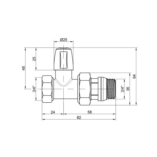 Кран радиаторный Icma 3/4" с антипротечкой прямой без ручки №815+940 (82815AE06940)