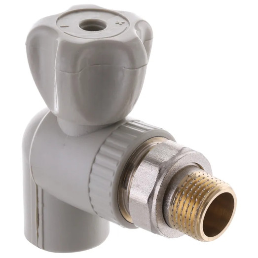 Кран радіаторний кутовий 20x1/2M" PPR (латунна куля) EUROPRODUCT EP.0120 (EP4045)