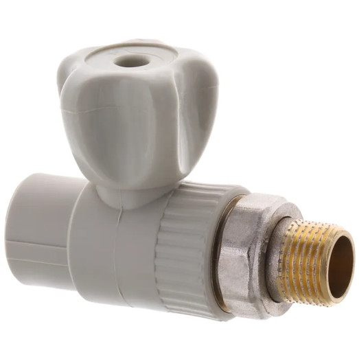 Кран радіаторний прямий 20x1/2M" PPR (латунна куля) EUROPRODUCT EP.0124 (EP4049)