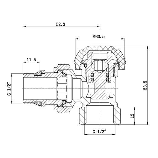 Кран радиаторный SD Forte Powerful 1/2" с антипротеканием угловой SF233W15