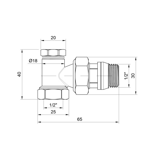 Кран радиаторный SD Plus 1/2" ВЗ с антипротеканием угловой SD229W15