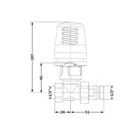 Кран радиаторный термостатический Icma 1/2" ВН прямой №765+940 (82765AD06940)