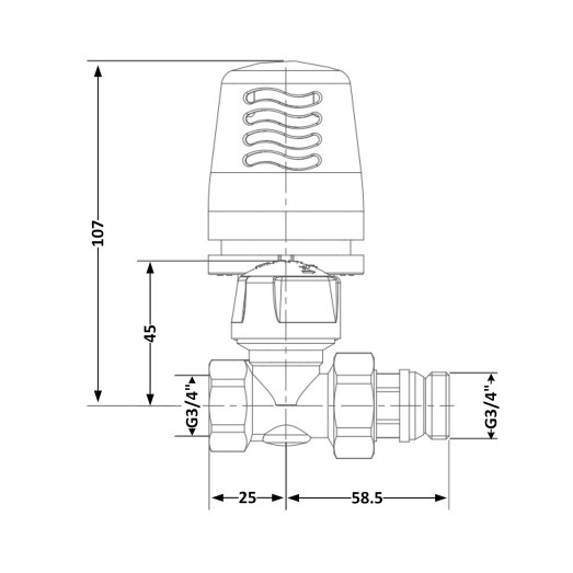 Кран радиаторный термостатический Icma 3/4" ВЗ прямой №765+940 (82765AE06940)