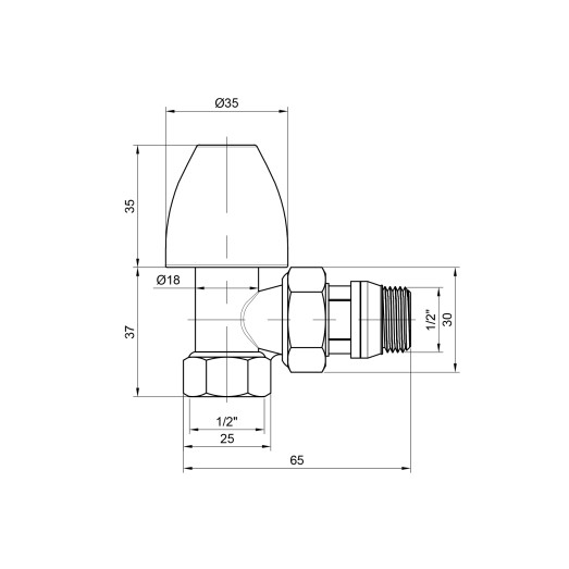 Кран радиаторный Thermo Alliance Base 1/2" ВН с антипротеканием угловой SD228W15