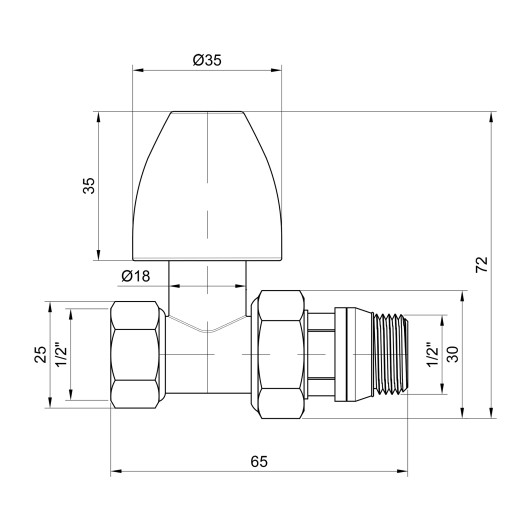 Кран радиаторный Thermo Alliance Base 1/2" ВН с антипротечкой прямой (SD226W15)