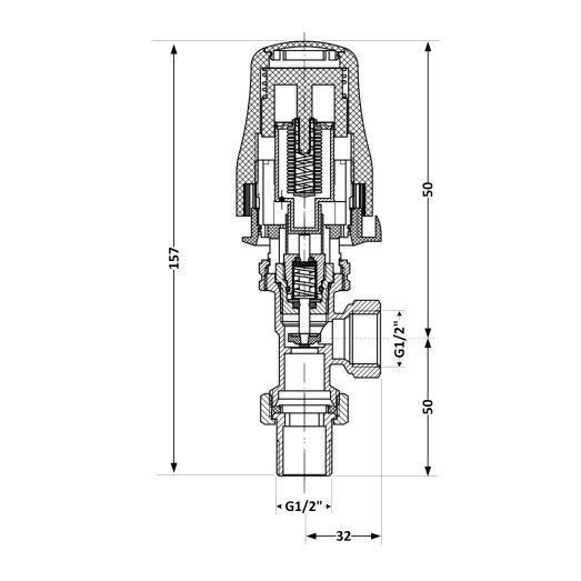 Кран Thermo Alliance Standart RTL кутовий 1/2" ВЗ (TAS01515)