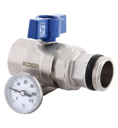 Кран с американкой "антипротечка" с термометром прямой Koer KR.1032-Gi - 1" (KR2893)