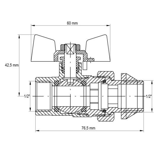 Кран з американкою 1/2" "антипротікання" Koer KR.227.W-Gi білий (KR0190)