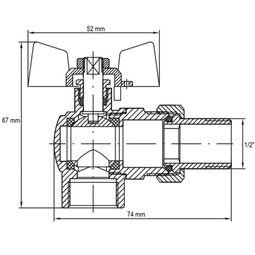 Кран з американкою 1/2" "антипротікання" Koer KR.228-Gi кутовий (KR0196)