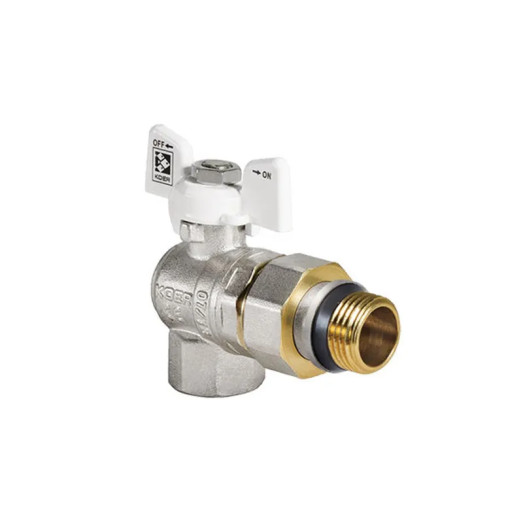 Кран з американкою 1/2" "антипротікання" Koer KR.228.W-Gi кутовий білий (KR0195)