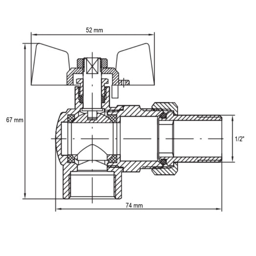Кран з американкою 1/2" "антипротікання" Koer KR.228.W-Gi кутовий білий (KR0195)