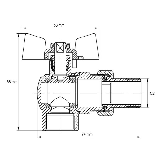Кран з американкою 1/2" Koer KR.228.W кутовий білий (KR0099)