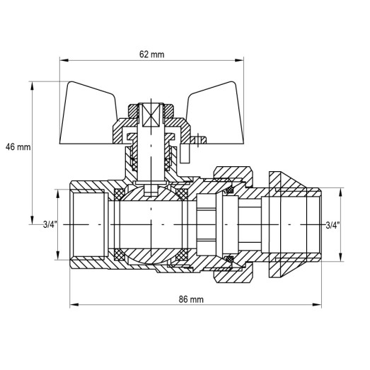 Кран з американкою 3/4" "антипротікання" Koer KR.227-Gi (KR0191)