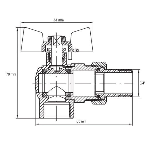 Кран з американкою 3/4" "антипротікання" Koer KR.228.W-Gi кутовий білий (KR0193)
