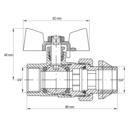 Кран з американкою 3/4" "антипротікання" Koer KR.227.W-Gi білий (KR0192)