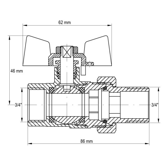 Кран з американкою 3/4" Koer KR.227 (KR0017)
