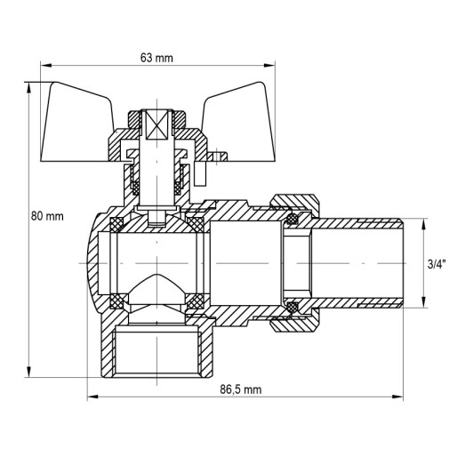 Кран з американкою 3/4" Koer KR.228.W кутовий білий (KR0100)