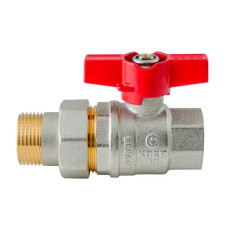 Кран з американкою Koer Extreme KE.227-25 - 1" ручка "метелик" червона (KR5767)