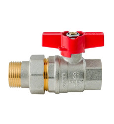Кран з американкою Koer Extreme KE.227-25 - 1" ручка "метелик" червона (KR5767)
