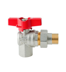 Кран з американкою кутовий Koer Extreme KE.228-15 - 1/2" ручка "метелик" червона (KR5763)