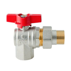 Кран з американкою кутовий Koer Extreme KE.228-20 - 3/4" ручка "метелик" червона (KR5764)