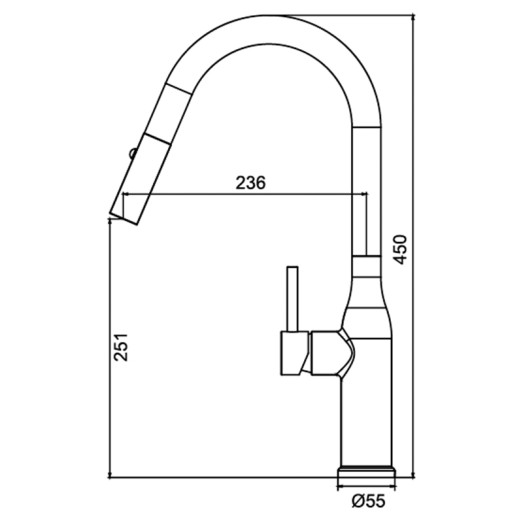 Кухонный смеситель с выдвижным изливом KOER KI-70004-05 (KR3386)