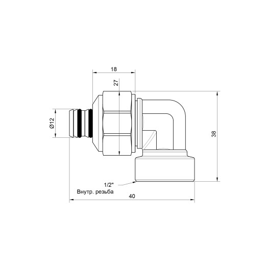 Уголок обжимной Icma 16х1/2" ВР №535 (81535ADGH06)