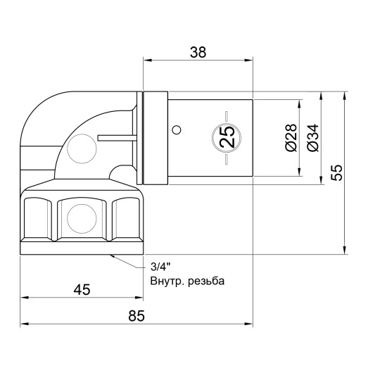 Уголок пресс SharkBite 25х3/4" ВР (SNP022534FB)
