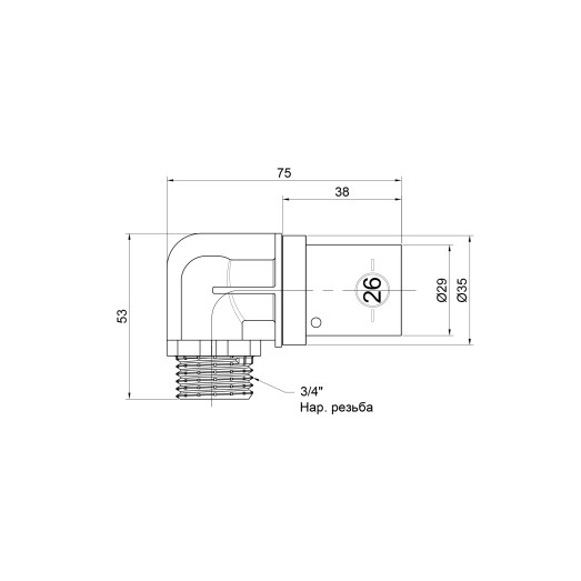 Уголок пресс SharkBite 26х3/4" ЗР (SNP022634MB)