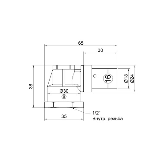 Кутик прес SharkBite настінний 16х1/2" ВР (SNP021612FBWP)
