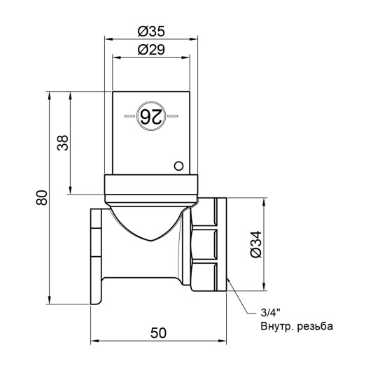 Кутик прес SharkBite настінний 26х3/4" ВР (SNP022634FBBWP)