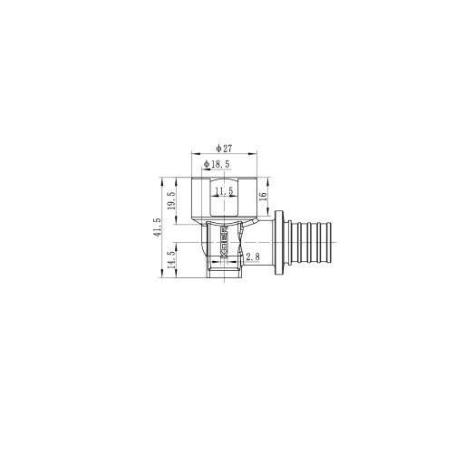 Кутник перехідний настінний з ВР Koer KA.LW06F-20 - 20(2.8mm) x 1/2"F (KR4881)